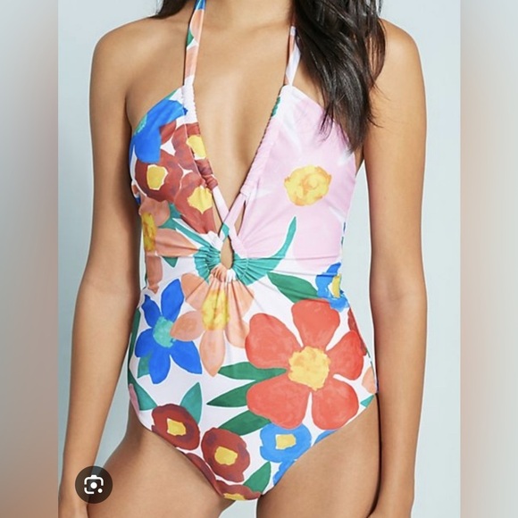 Mara Hoffman Aya One-Piece Swimsuit – Size M, NWOT, floral, halter - Picture 2 of 7